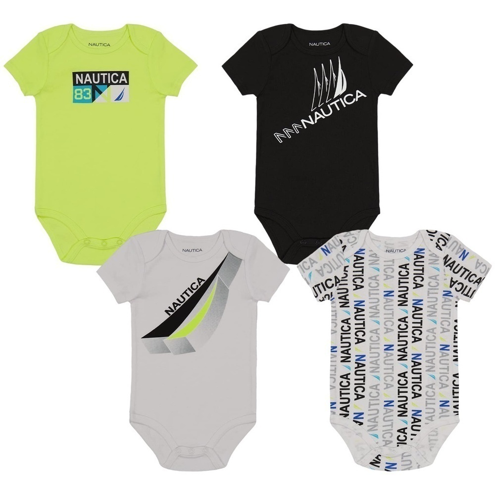 NWT Nautica Baby Boy Set of 4 onesies in size 0 to 3 months